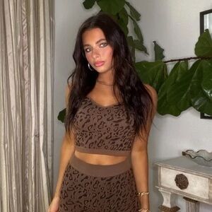 Bozzollo Leopard Cheetah Animal Print Cropped Cami Tank Top